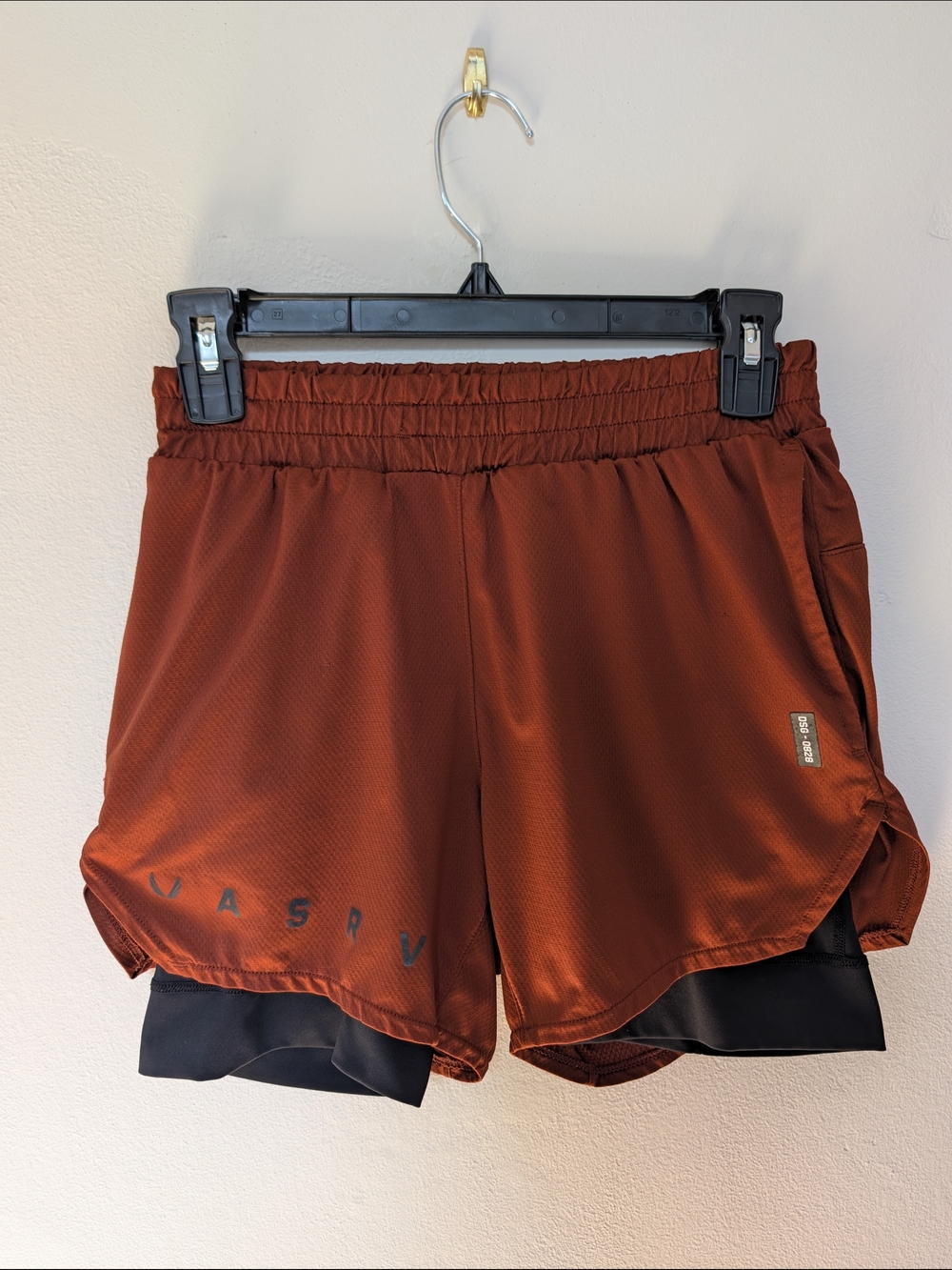 ASRV Men’s Layered Athletic Shorts - Rust/Red